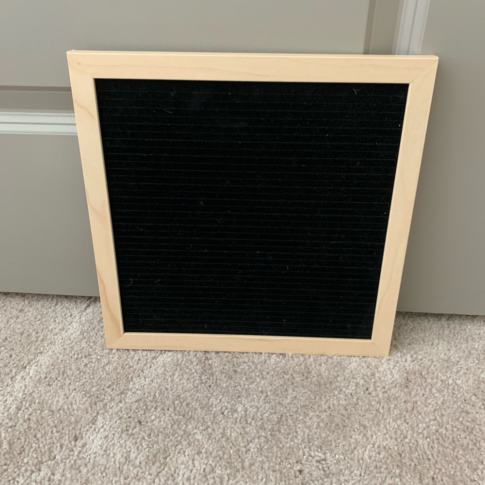 Letter board with white letters